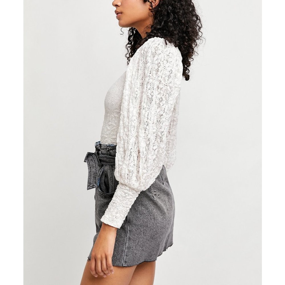 NWT Free People Tea Time Top / Jasmine (Off White) - Picture 2 of 5